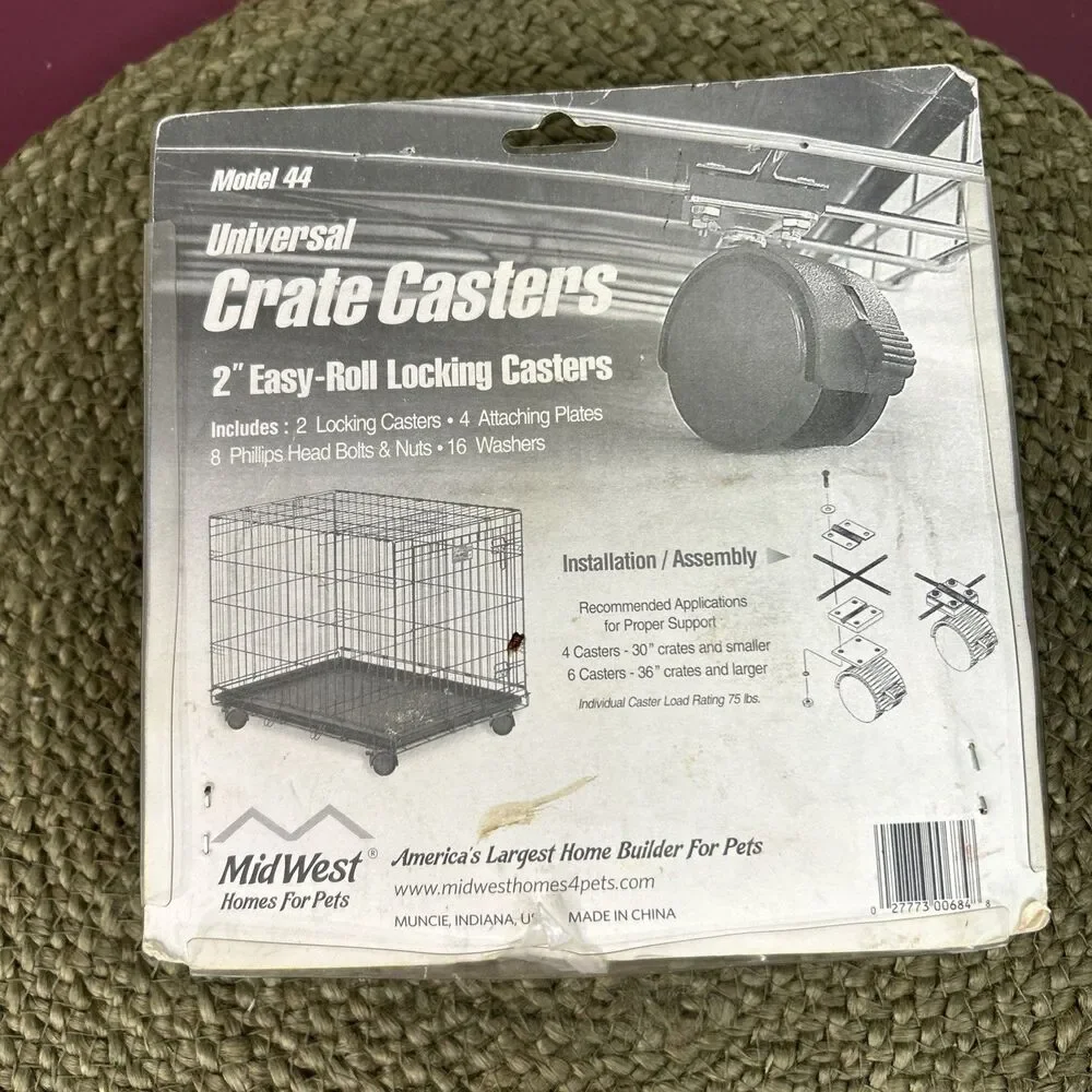 MidWest Homes for Pets Universal Crate Casters 2 count Black Model 44